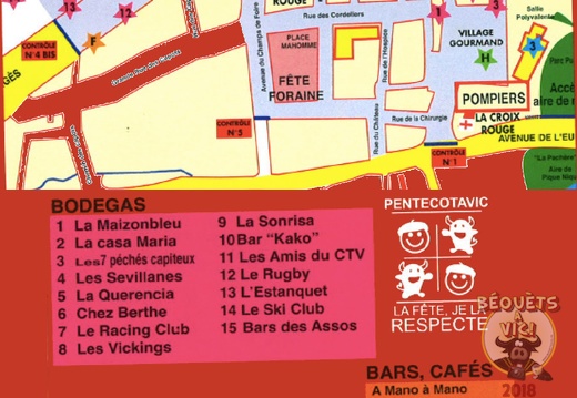 Plan de la fête Pentecotavic 2014 (2425 visits) Un plan pour vous repérer : bodégas, bars, cafés, restaurants, arènes, c... Plan de la fête Pentecotavic 2014